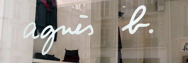 agnes b vitrine with logo