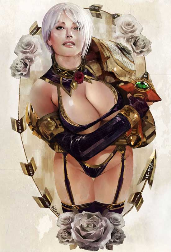 Ivy, another painting of a cute girl with massive boobs
