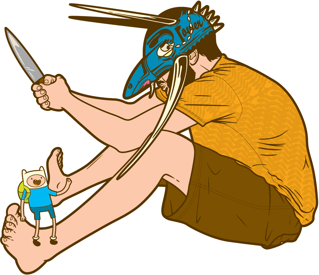 Illustration of a masked character in the jungle for ATR I showed to JWA magazine