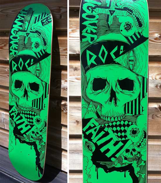 Skateboard customized with an hand made painting