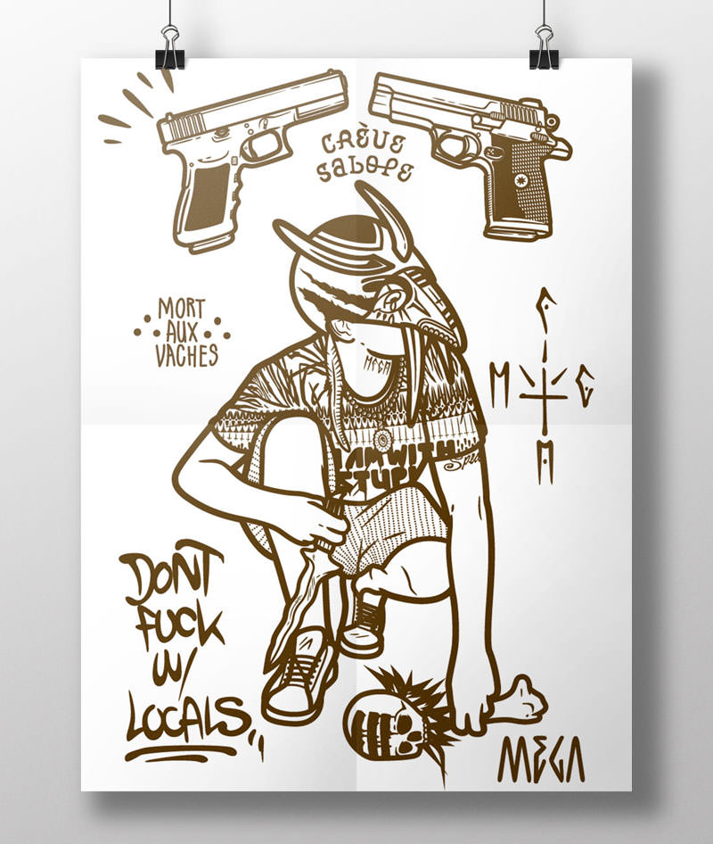 Burning Ink exhibition poster by Mega