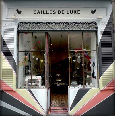 Front window of the Paris shop Cailles De Luxe