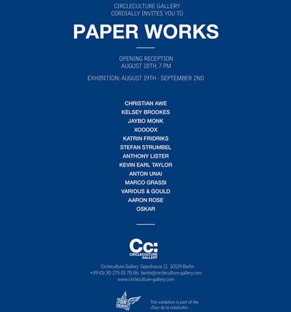 Poster for the Paper Works exhibition in the German gallery