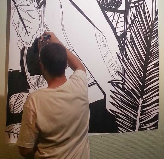 Live painting by Mega during the Mega party night in Paris