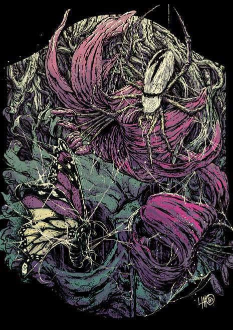 Duality - 6 colors screen print on black paper by Hatemachine 666