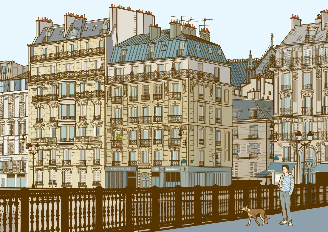 illustration scene of a Paris street
