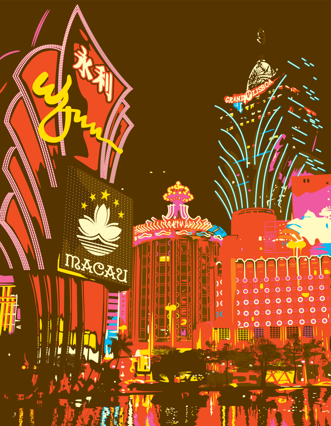 illustration of Macao skyline
