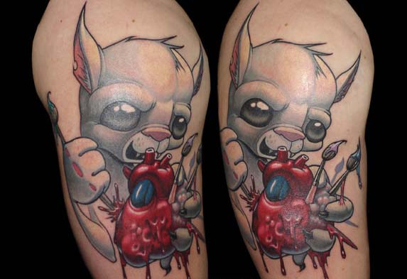 Jesse Smith cat attack tattoo artwork