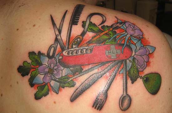 Swiss knife inked by Josh