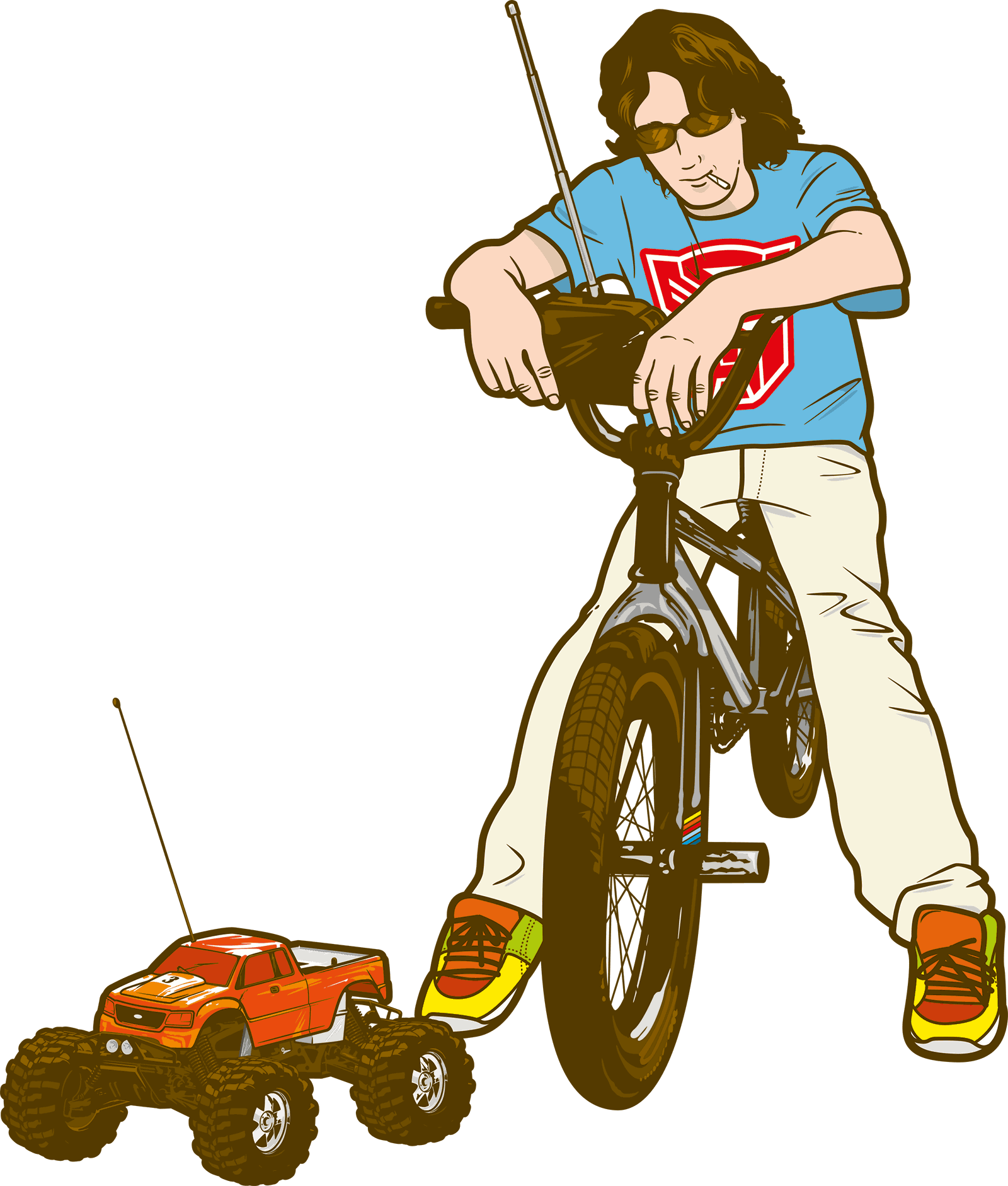 Illustration of a boy on a bike