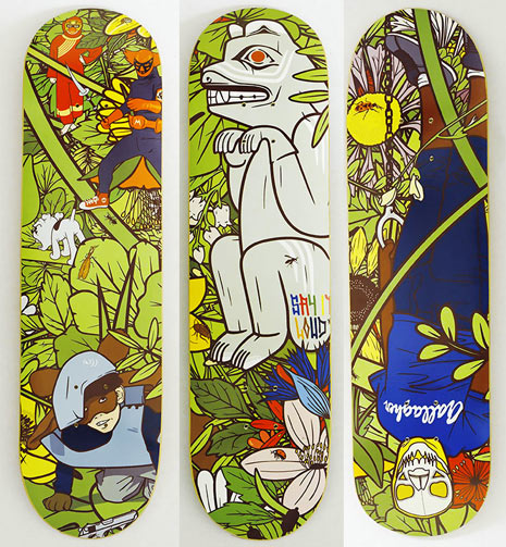 Series of skateboards by Mega for No Comply in Australia