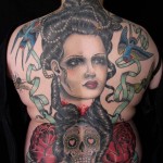 Rose Hardy back tattoo