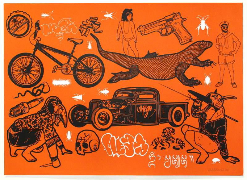 orange screen print by Mega