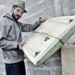 Spoe with one of his shaped surfboard