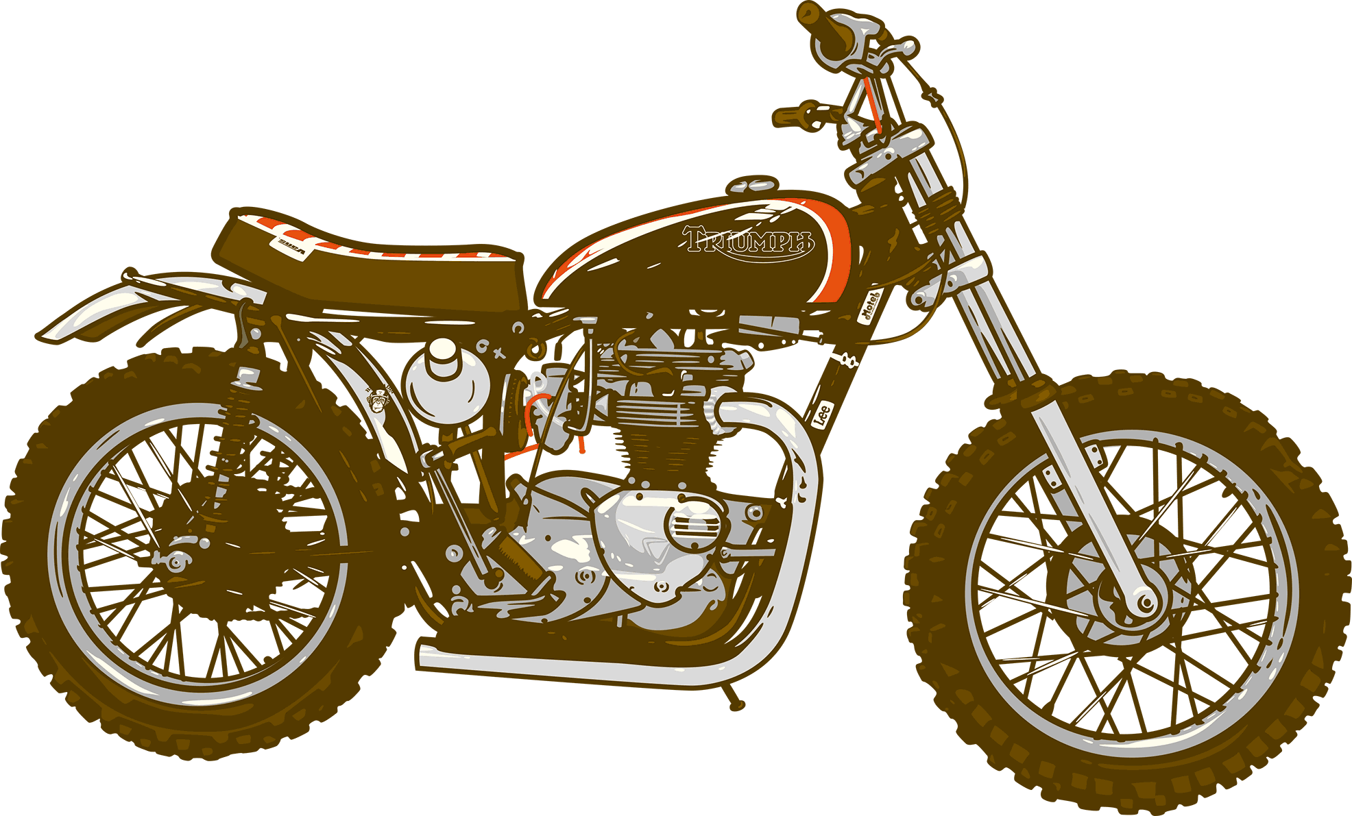 illustration cafe racer motorbike triumph
