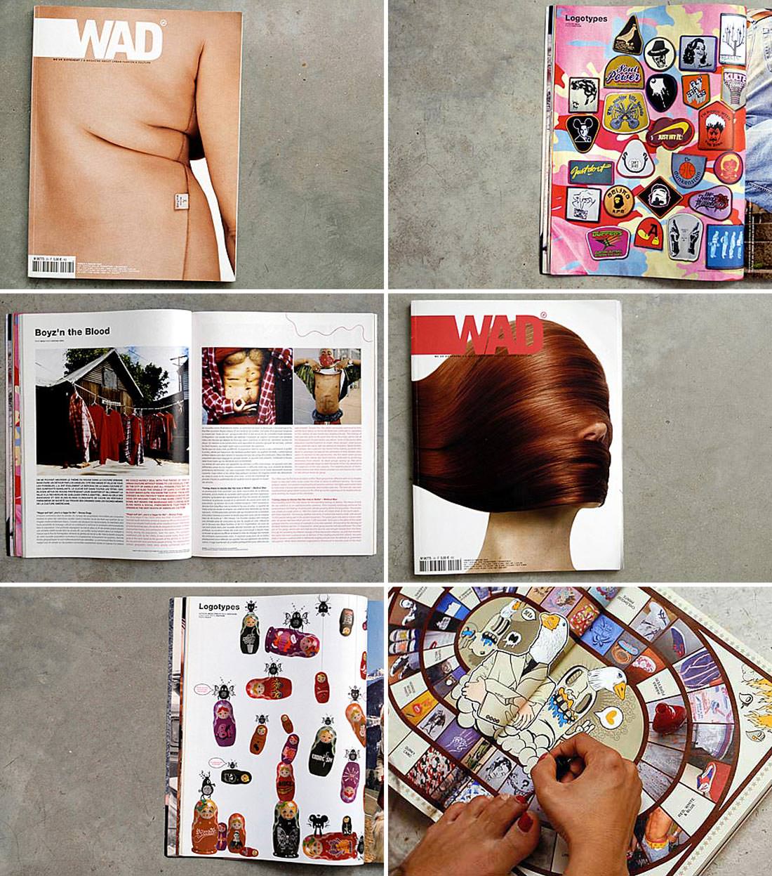 Example of pages and covers of WAD magazine